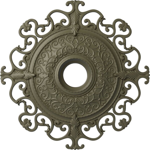 Ekena Millwork Orleans Ceiling Medallion (Canopies up to 8 1/4"), 38 3/8"OD x 6 5/8"ID x 2 7/8"P, Spartan Stone CM38OLSSF - main